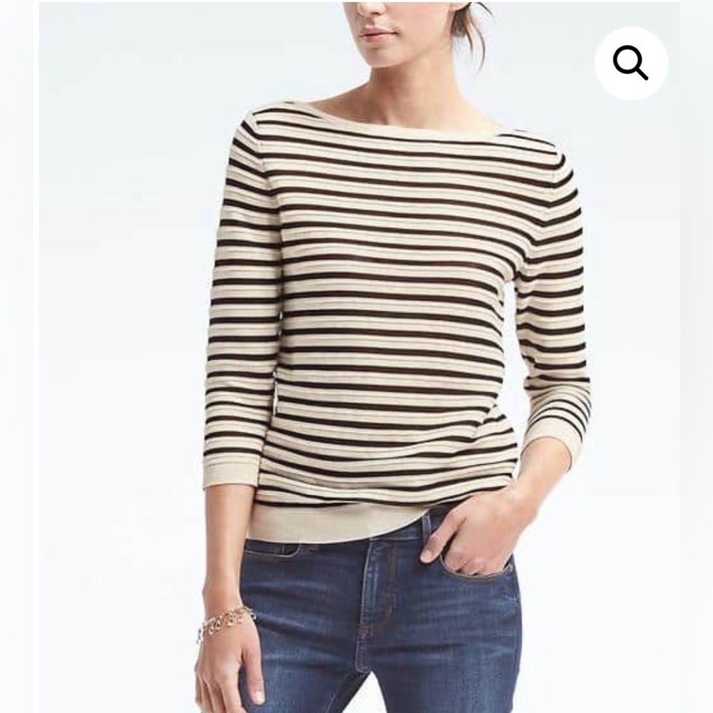 Banana Republic Sailor Striped Black and White Boat-Neck Woman Size S